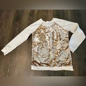 Fabkids SZ14-16 XL cream with gold sequined front sweatshirt. Great condition